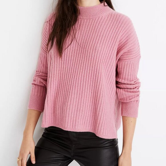 Madewell (re)sourced Cashmere Ribbed Mockneck Pullover Sweater - Picture 1 of 6